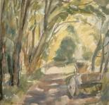 Waldweg mit Karren 1938